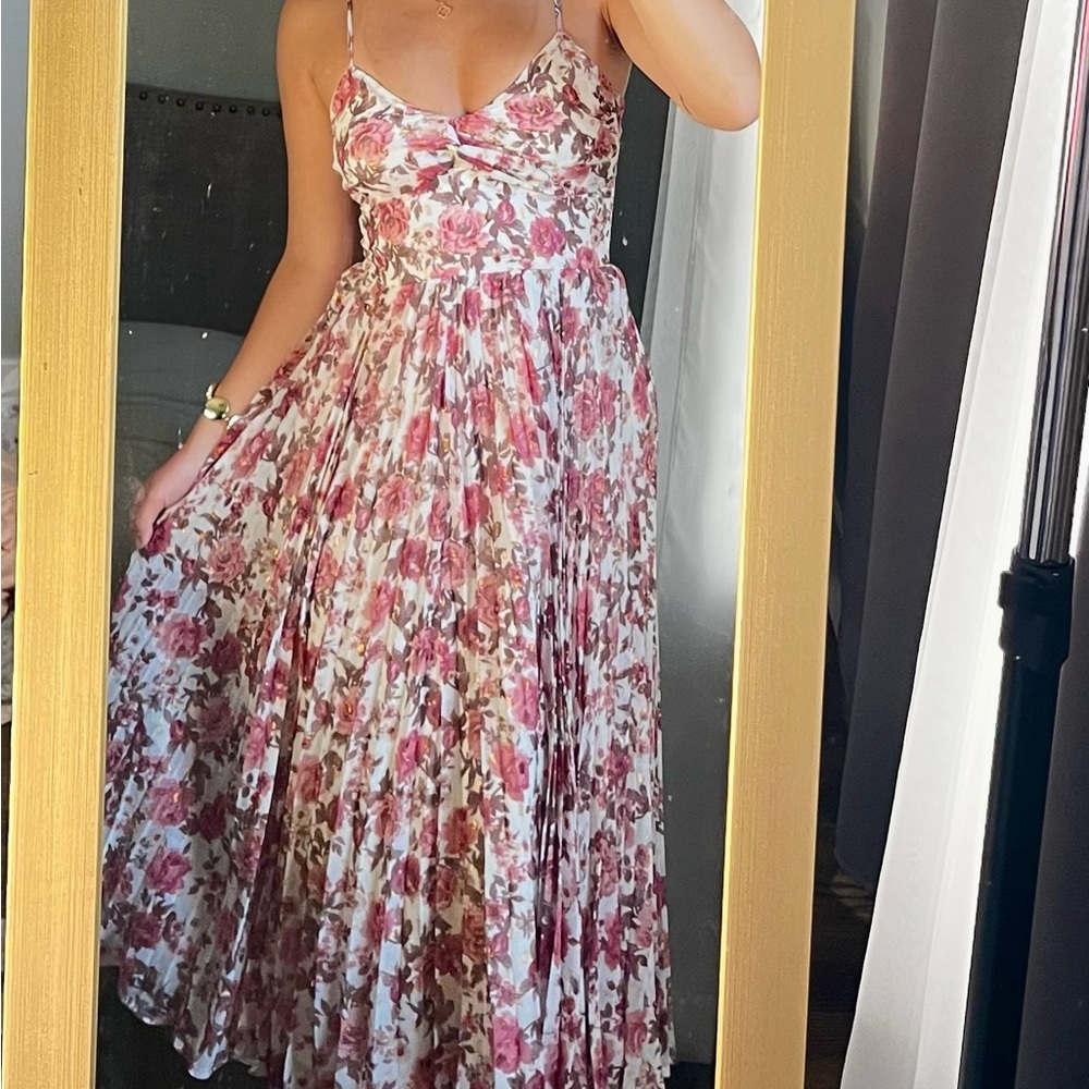 Francesca’s Floral Pink and White Maxi Dress sold
